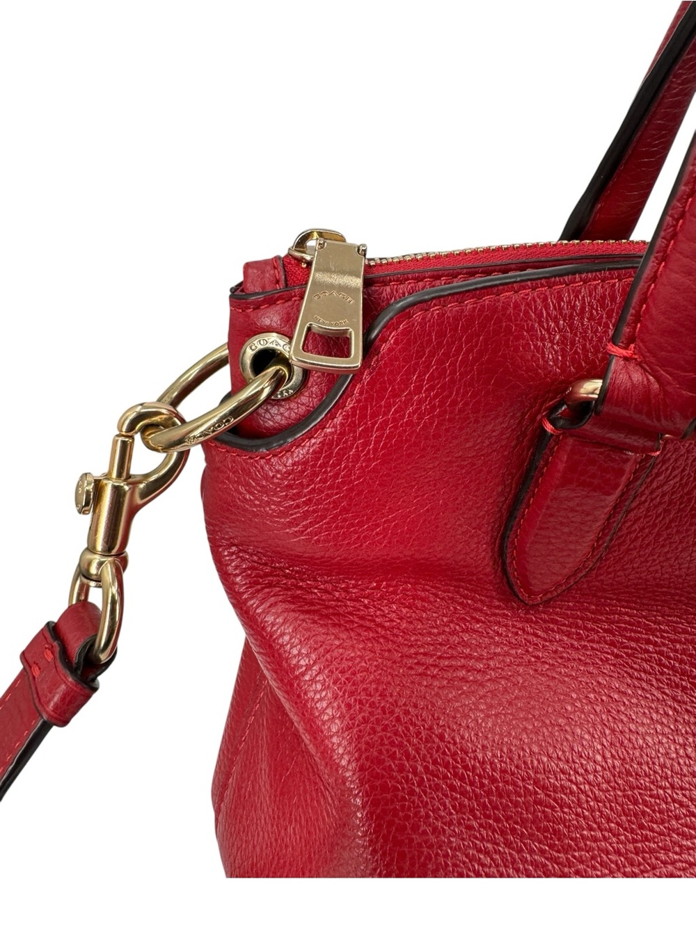 Coach Remi Pebbled Leather Satchel Crossbody Bag Tru Red - Picture 14 of 16